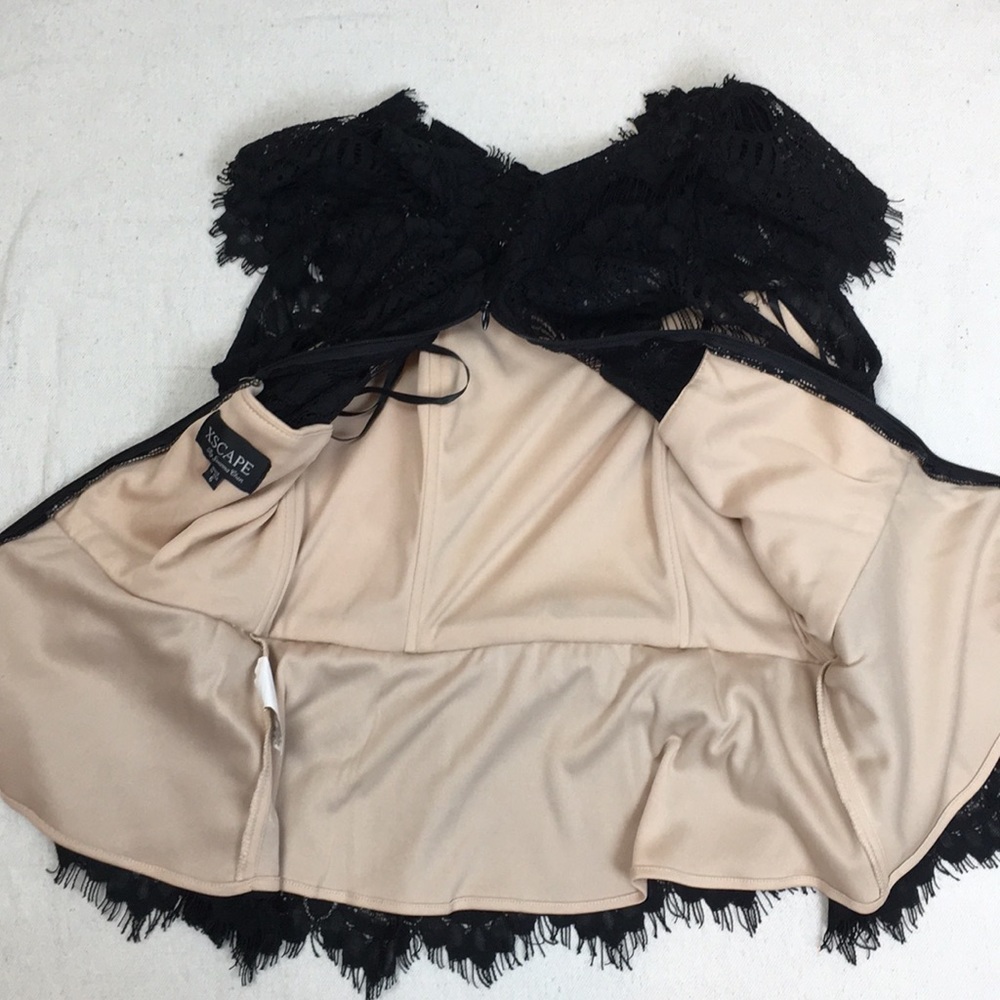 XScape by Joanna Chen Belted Black lace top 6 - Picture 6 of 8